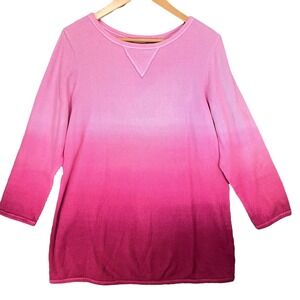 Main Street Blues Women's Pink‎ Ombre 3/4 Sleeve Knit Top Medium